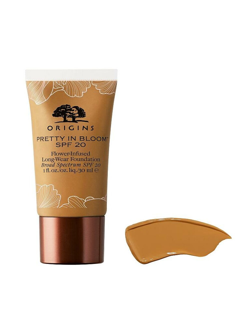 Origins, Pretty In Bloom, long lasting cream foundation 530 Medium Deep Warm SPF 20 30ml