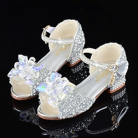 Girls' Sandals Daily Glitters Dress Shoes Heel Leather Glitter Portable Breathability Non-slipping Princess Shoes Big Kids(7years ) Little Kids(4-7ys) School W