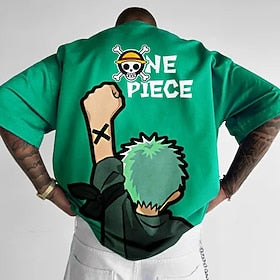 One Piece Roronoa Zoro Manches Ajustées Dessin Animé Rentrée scolaire Animé Harajuku Art graphique Kawaii Pour Homme Femme Adulte Carnaval Mascarade Estampage