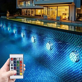 Submersible LED Pool Light, RGB Color Changing 13-LED Magnetic - Wireless Remote Control, Waterproof for Pool, Aquarium, Bathtub Decor,  Parties, Holidays, Gar