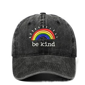 Herre Baseball kasket Solhat Trucker Hat Sort Vin Bomuld Broderi Mode Afslappet Gade Daglig Regnbue Justérbar Solcreme Åndbart