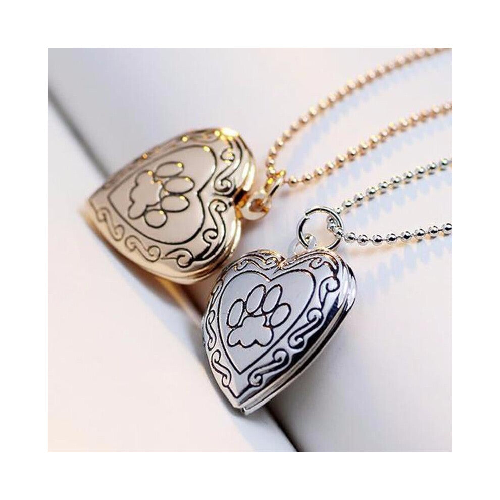 SUTEYI Photo Frame Memory Locket Necklace Silver-Gold Color Pendant Pet Cat Dog Paw Footprint Necklace Jewelry Mother\'s Day Gift