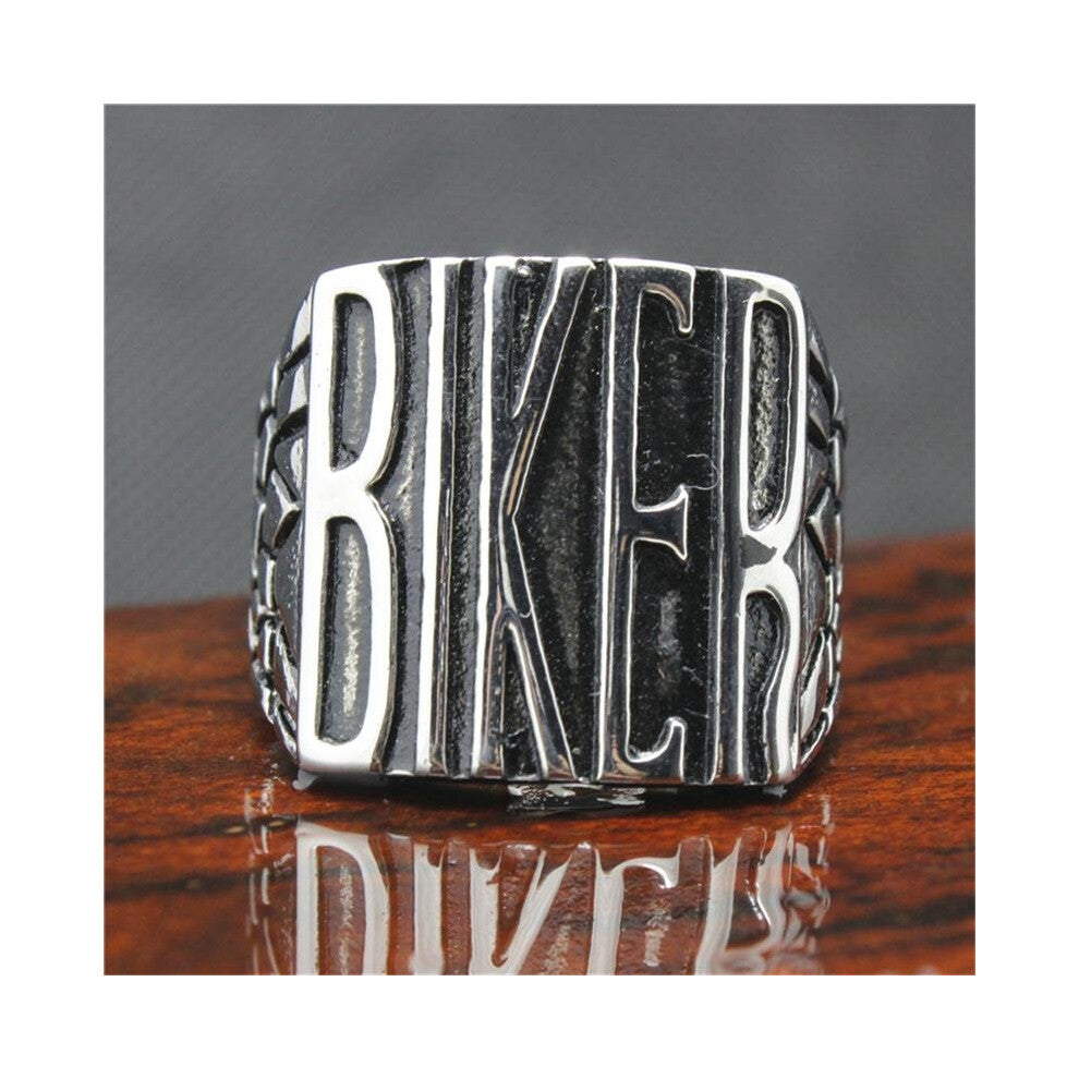 316L Stainless Steel Silver BIKER Ring Mens Motorcycle Biker Band Party Mens Ring