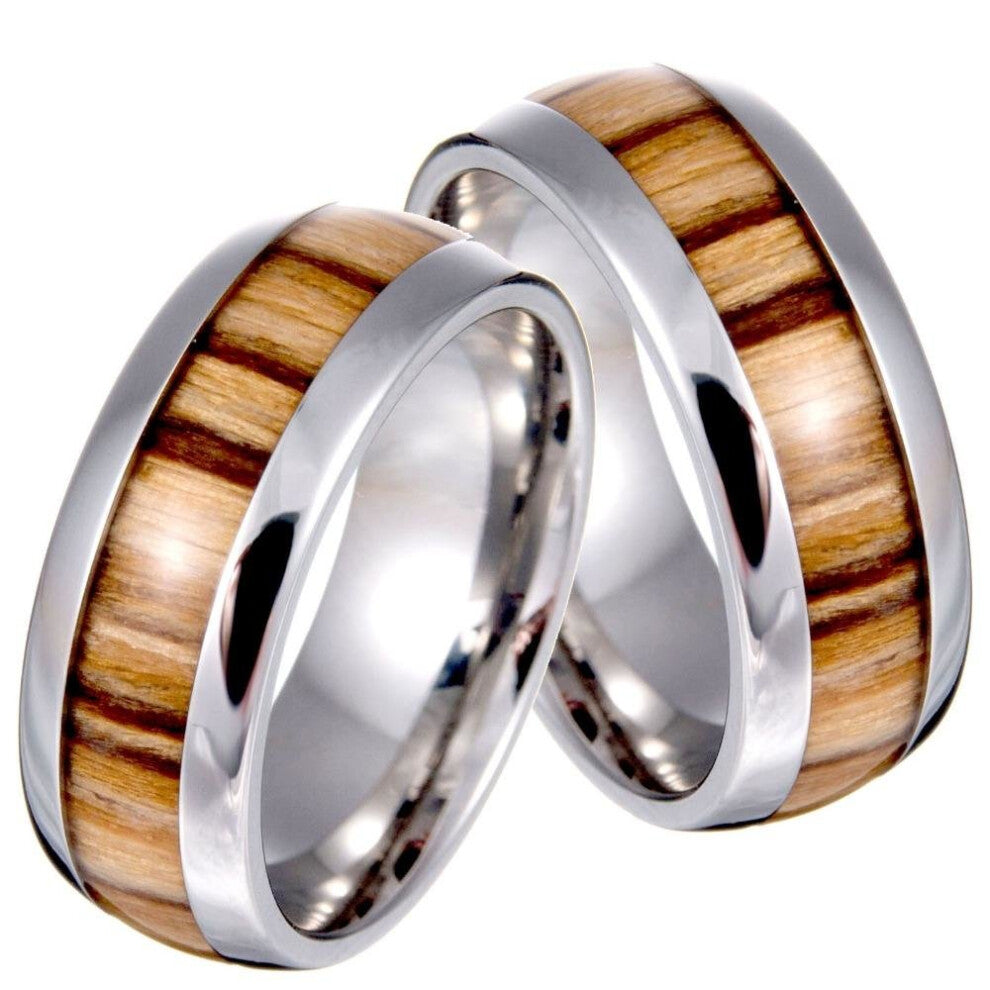 New Arrival Never Fade Vintage Titanium stainless steel ring wood grain ring for men
