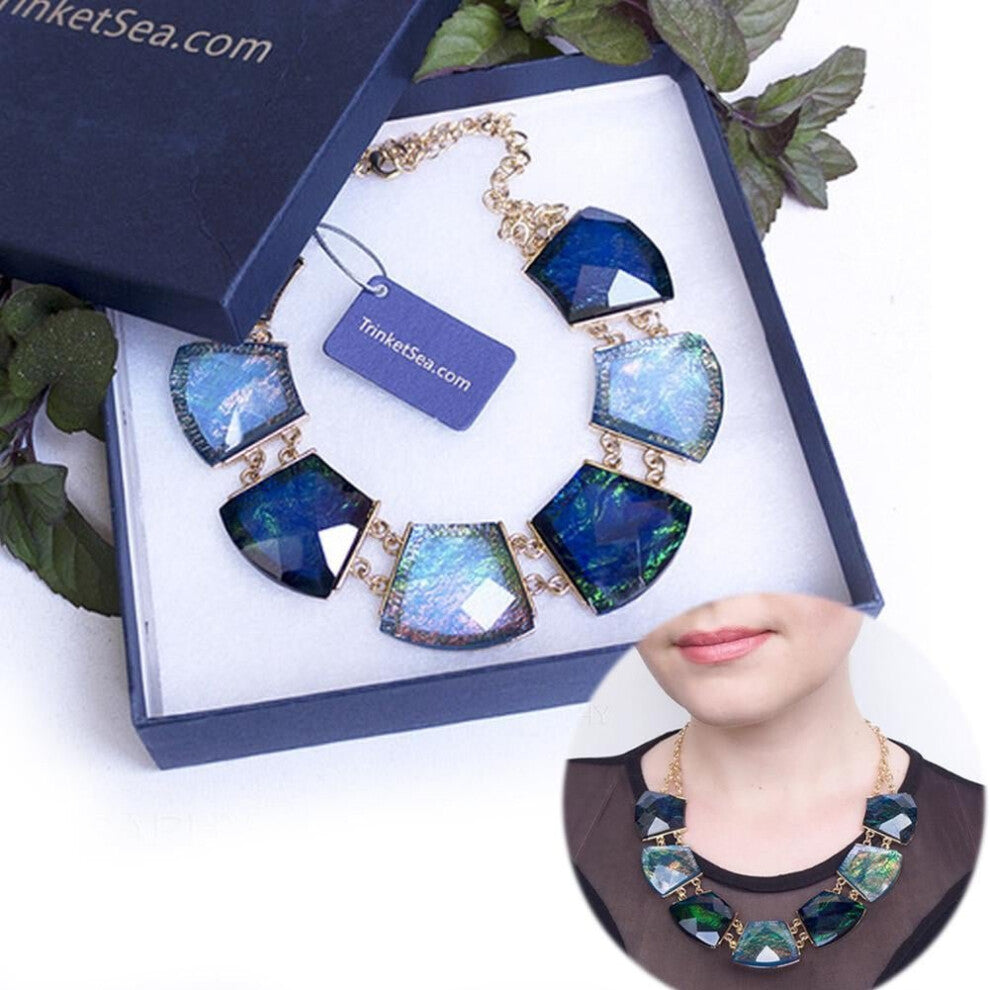 TrinketSea Blue Crystal Women Short Chain Statement Necklace Chokers Fashion Jewelry Charm Pendant Wedding Necklaces