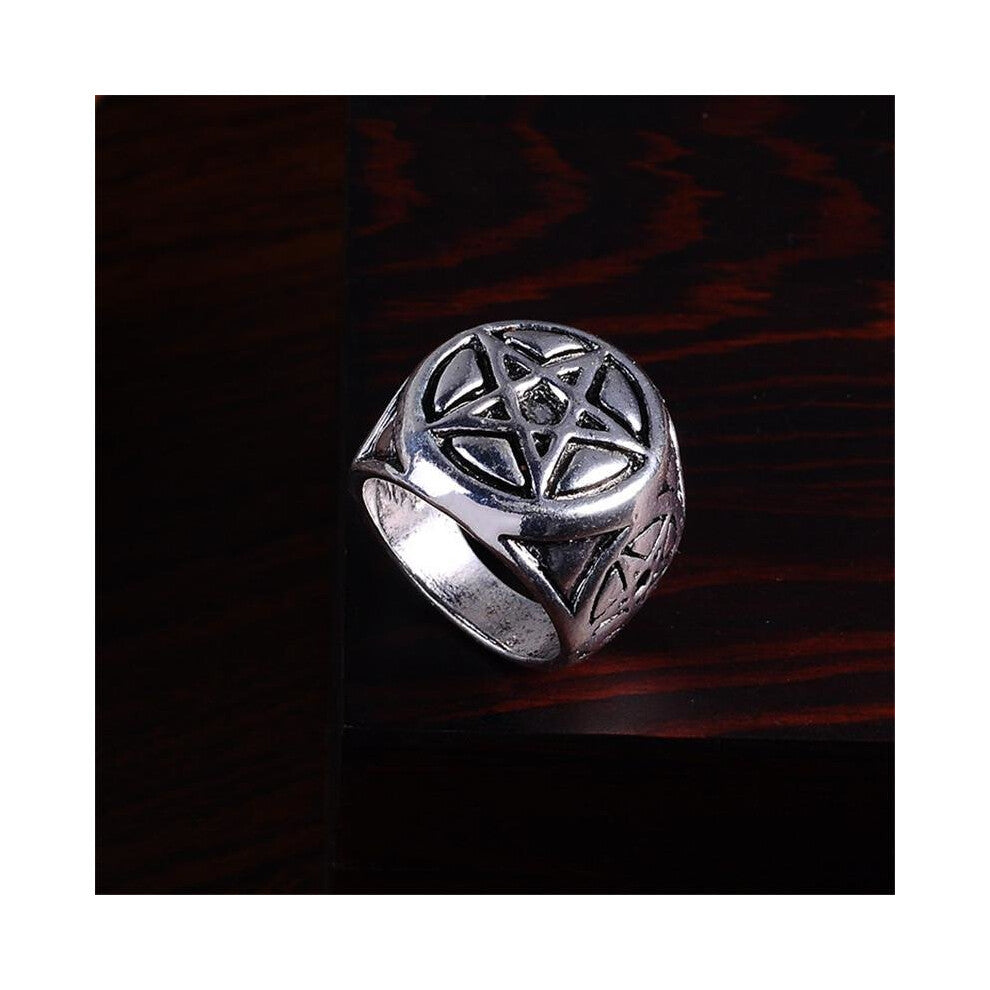 1pcs Supernatural Cool Punk Big Pentacle Pentagram Ring For Man Fashion Party Biker Jewelry