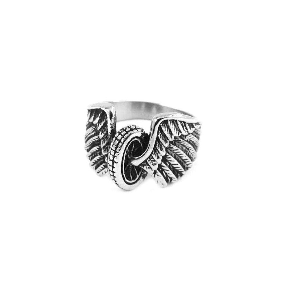 Wholesale Eagle Wings Motorcycles Tire Biker Ring Stainless Steel Jewelry Fashion Motor Biker Men Ring SWR0313