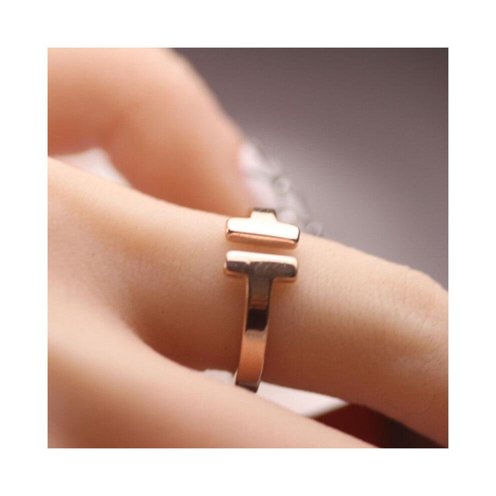 316L stailess steel Double T opening Cool ring brand jewelry, 2016 new Infinity color gold rings for women anelli biker jewelry