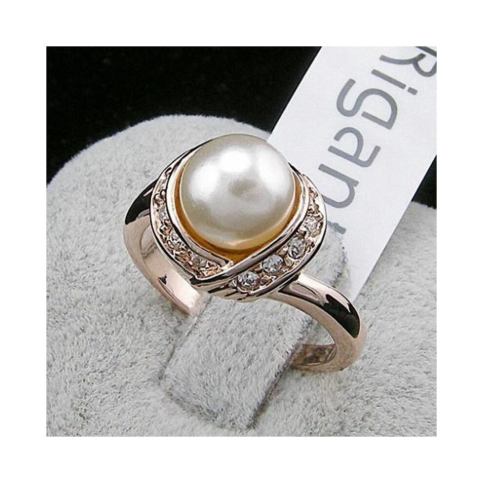 2 Colors Brand TracysWing Austria Crystal  18KRGP gold Color simulated pearl Rings for Women Vintage New Sale Hot RG93137