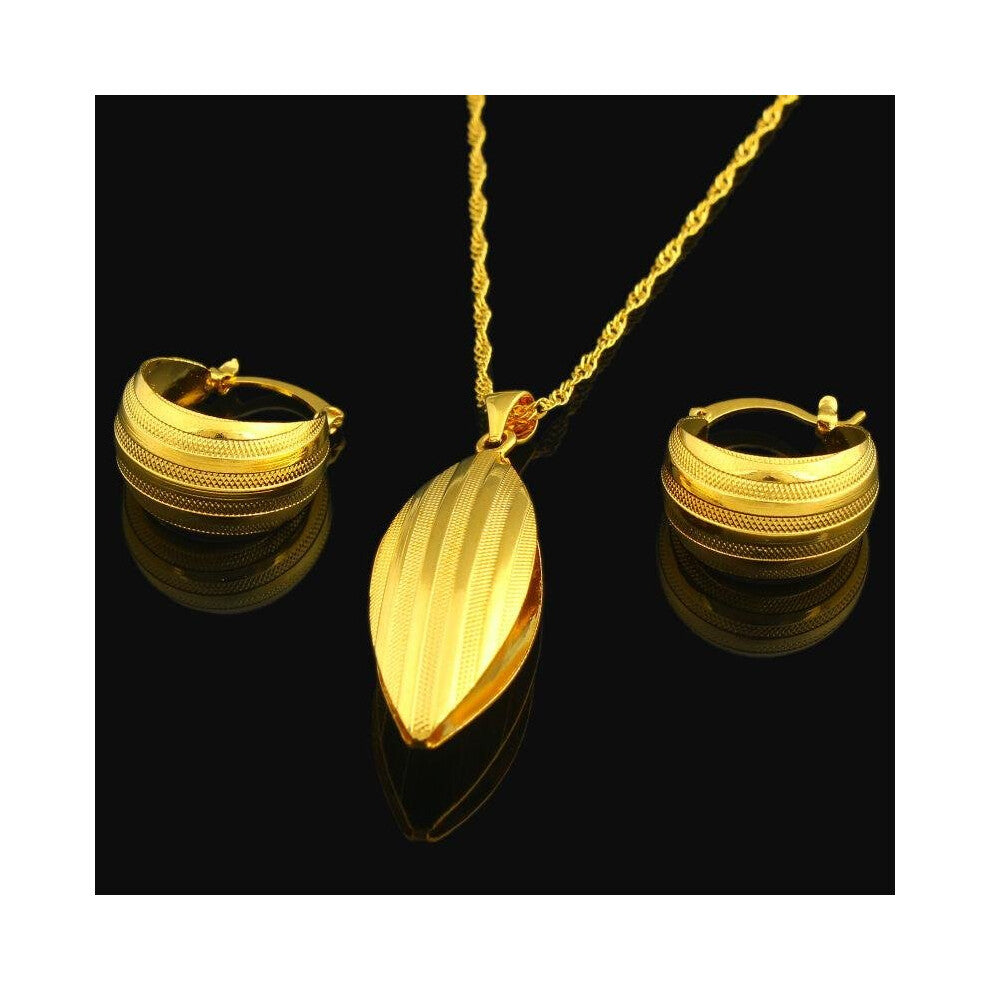 New Ethiopian Jewelry Set 22K Gold Color Necklace-Pendant-Earring Jewelry African-Nigeria-Arabic Bridal Wedding Jewelry Sets