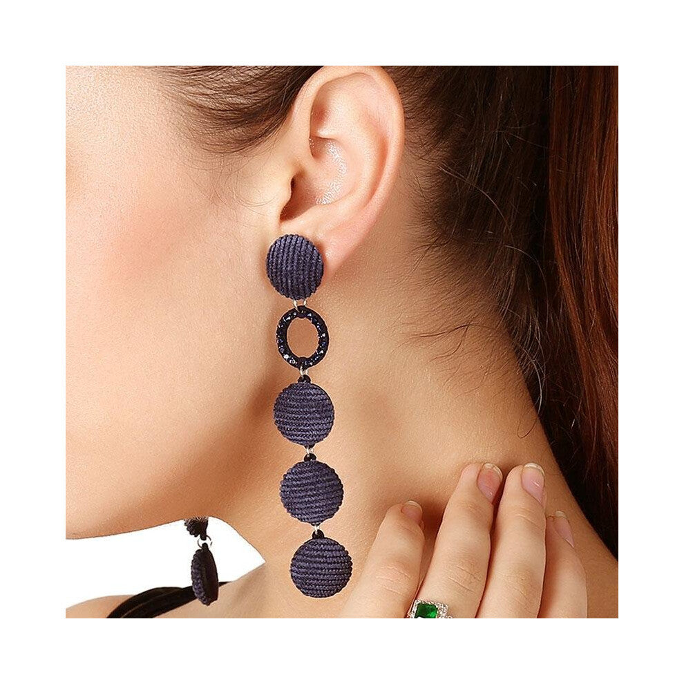 elegant knitting button long drop earrings women accessories 2017 Party casual accessories