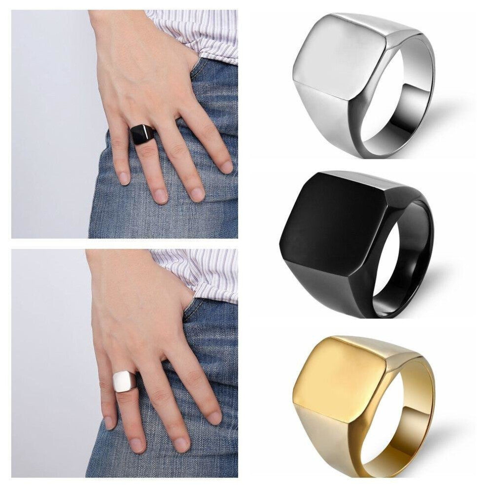 authority Thumb ring Steel plate plane ring New Solid Polished Stainless Steel Band Biker Men Signet Ring #45