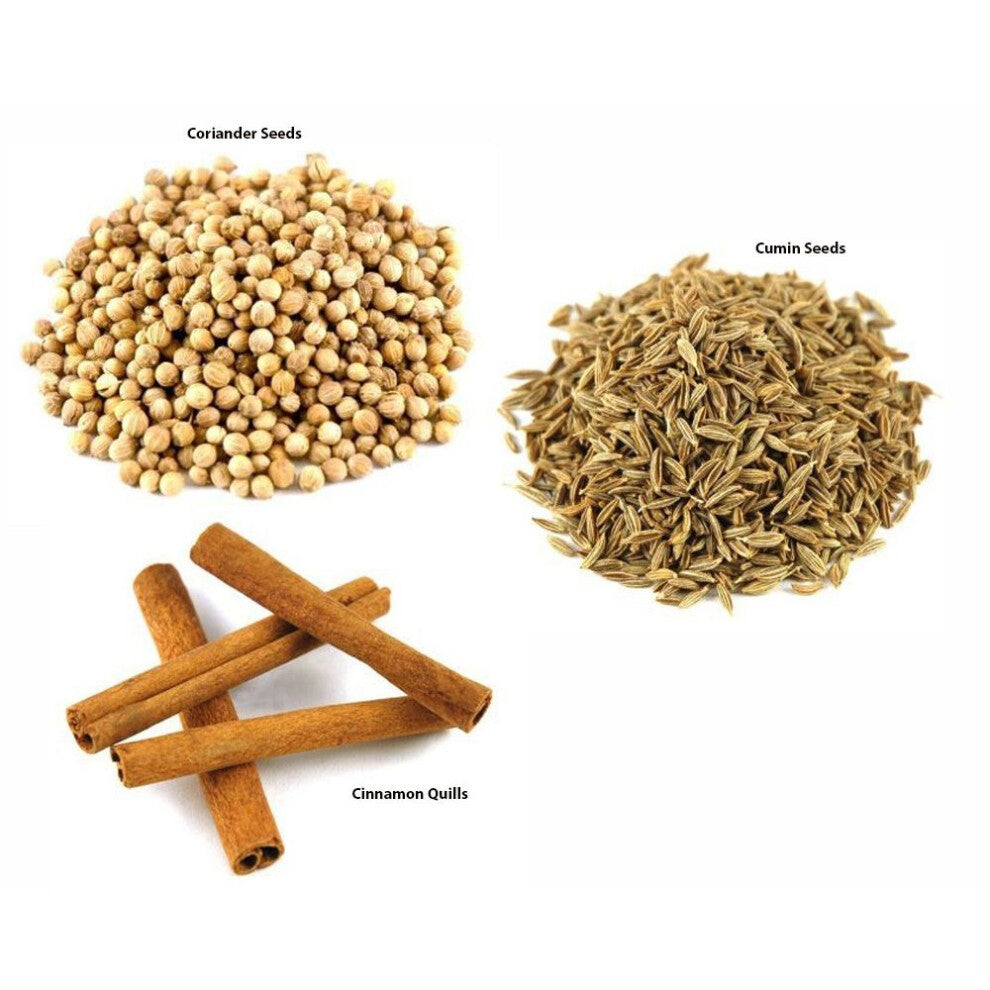 Jalpur Millers Spice Combo Pack - Coriander Seeds 100g - Cumin Seeds 100g - Cinnamon Quills 100g (3 Pack)