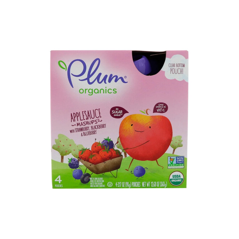 Plum Organics, Applesauce Mashups with Strawberry,Blackberry&Blueberry