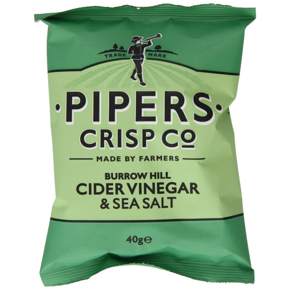 Pipers Crisps Burrow Hill Cider Vinegar and Sea Salt Box of 24