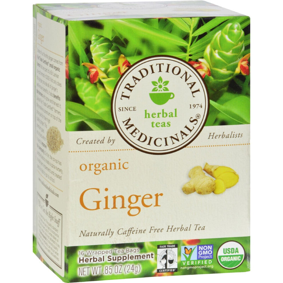 Traditional Medicinals Organic Ginger Herbal Tea - 16 Tea Bags -