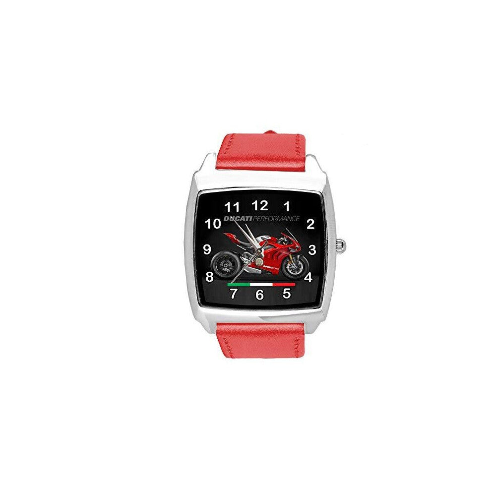 RED Leather Watch for Motorbike Fans