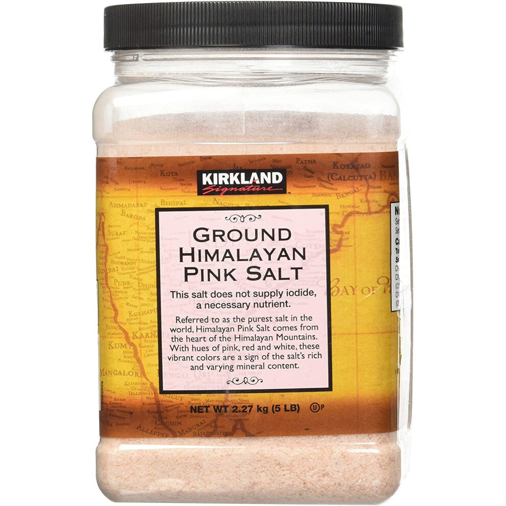 Kirkland Signature Ground Himalayan Pink Salt 5 lb - Mineral-rich salt with adjustable ceramic grinder