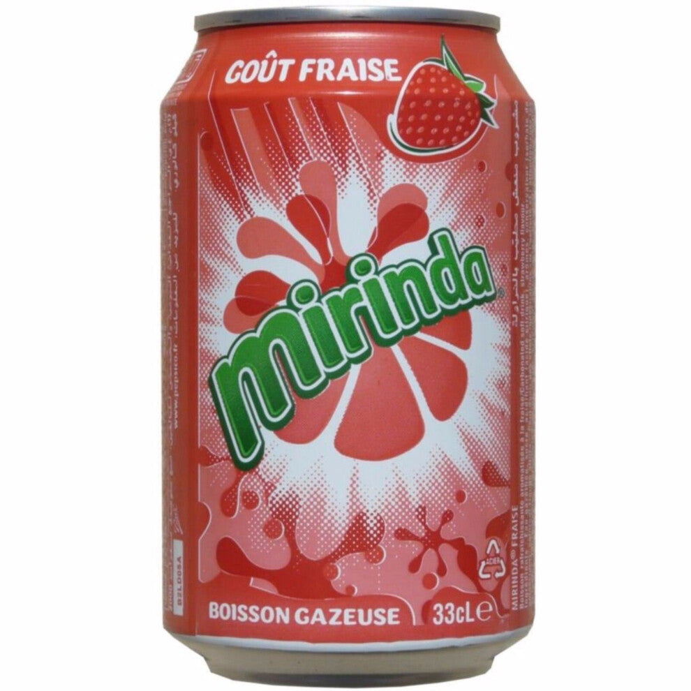 Mirinda Strawberry Soda 330ml Pack of 24 - Sparkling Strawberry Flavour Soft Drink