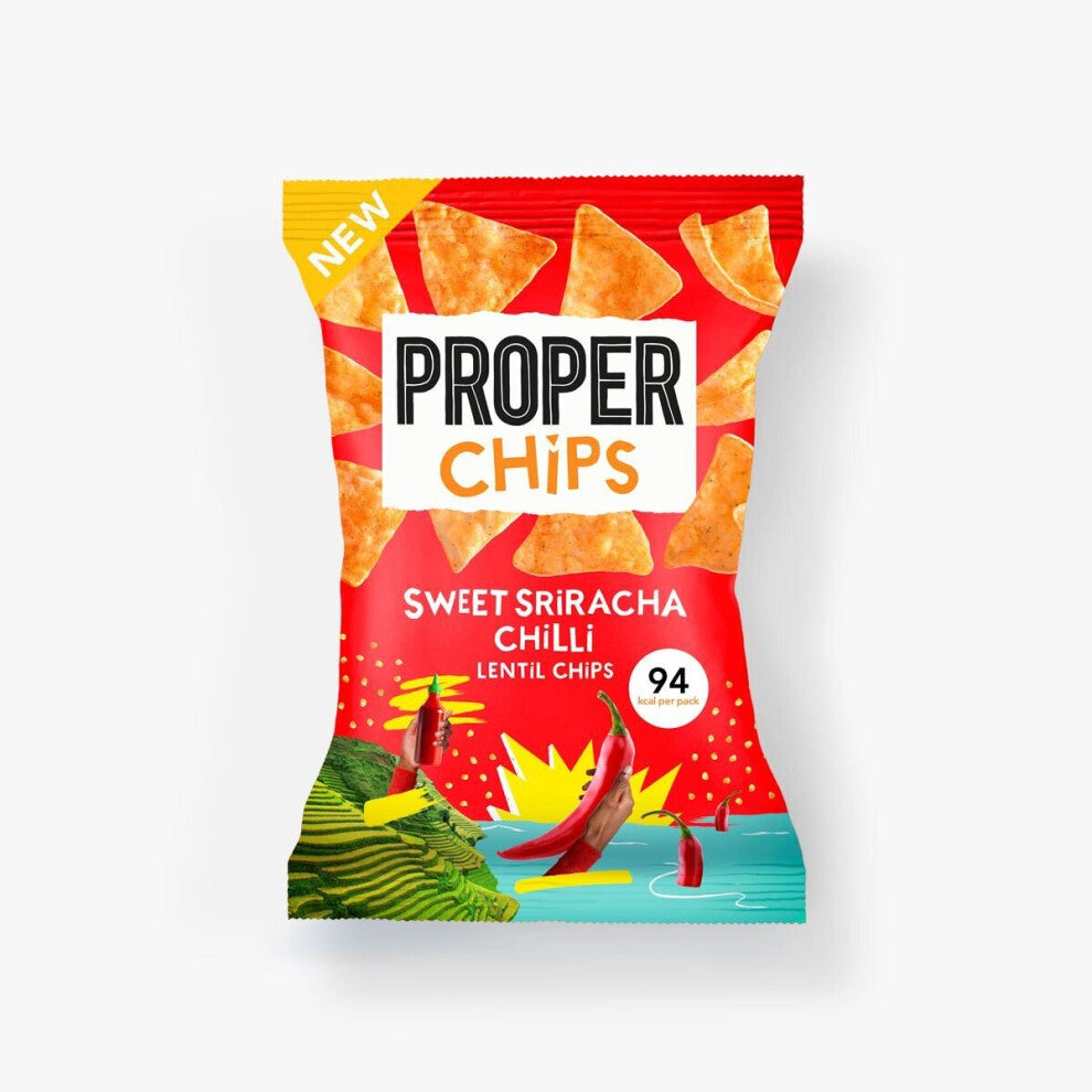 (Sweet Sriracha Chilli 24g x20) Properchips Lentil Chips 24g (20 Pack)