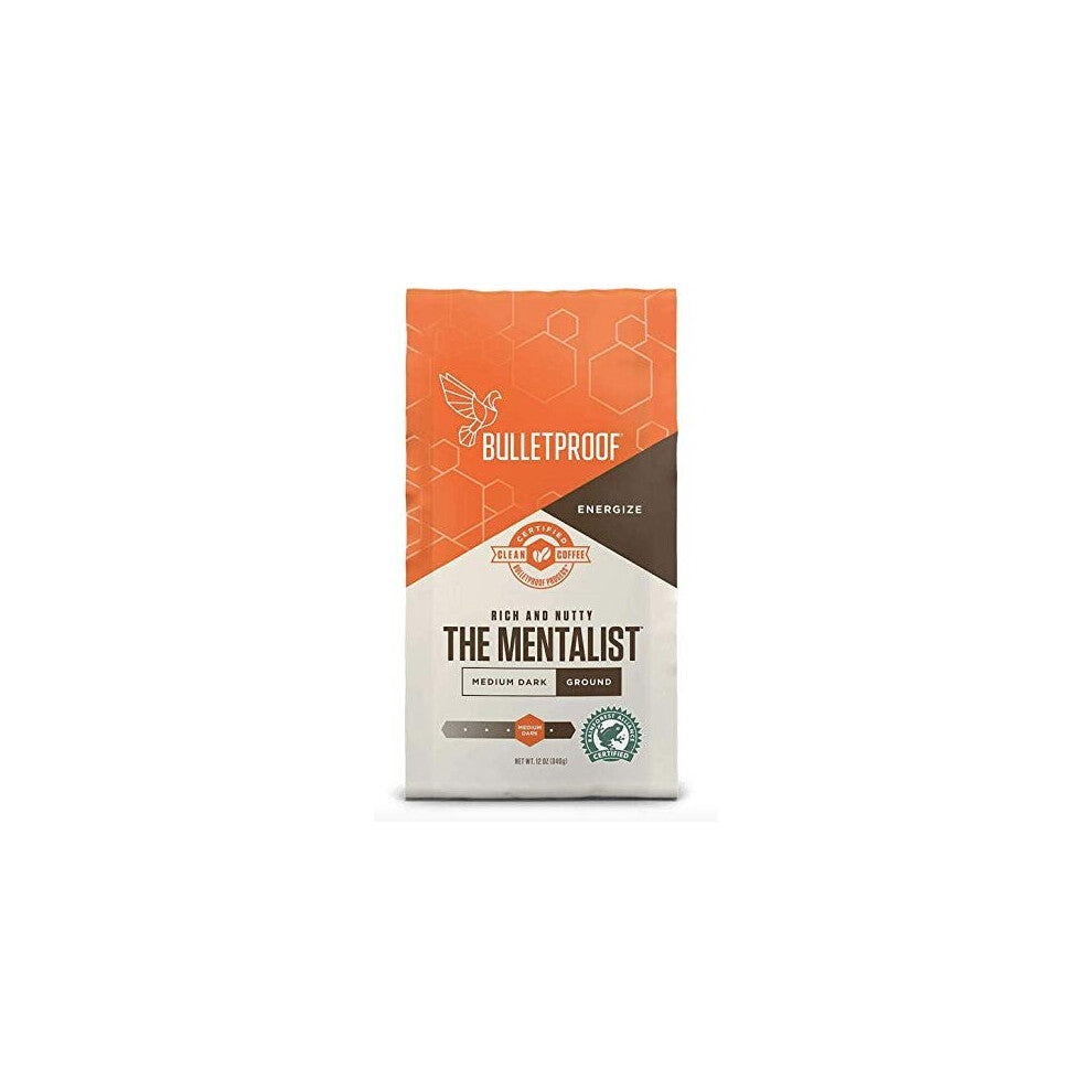 Bulletproof The Mentalist Ground Coffee, Medium Dark Roast, 12 Oz, Keto Friendly, Certified Clean Coffee, Rainforest Alliance, Ground