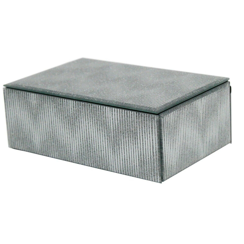 Glass Mirrored Striped Jewelry Box Black Velvet Mirrored Jewllery Box