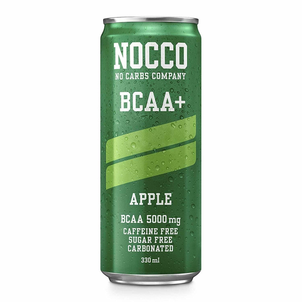 (Apple) Nocco BCAA+ Cans Fizzy Caffeine Free Sports Amino Acid Energy Drink - 330ml x 24