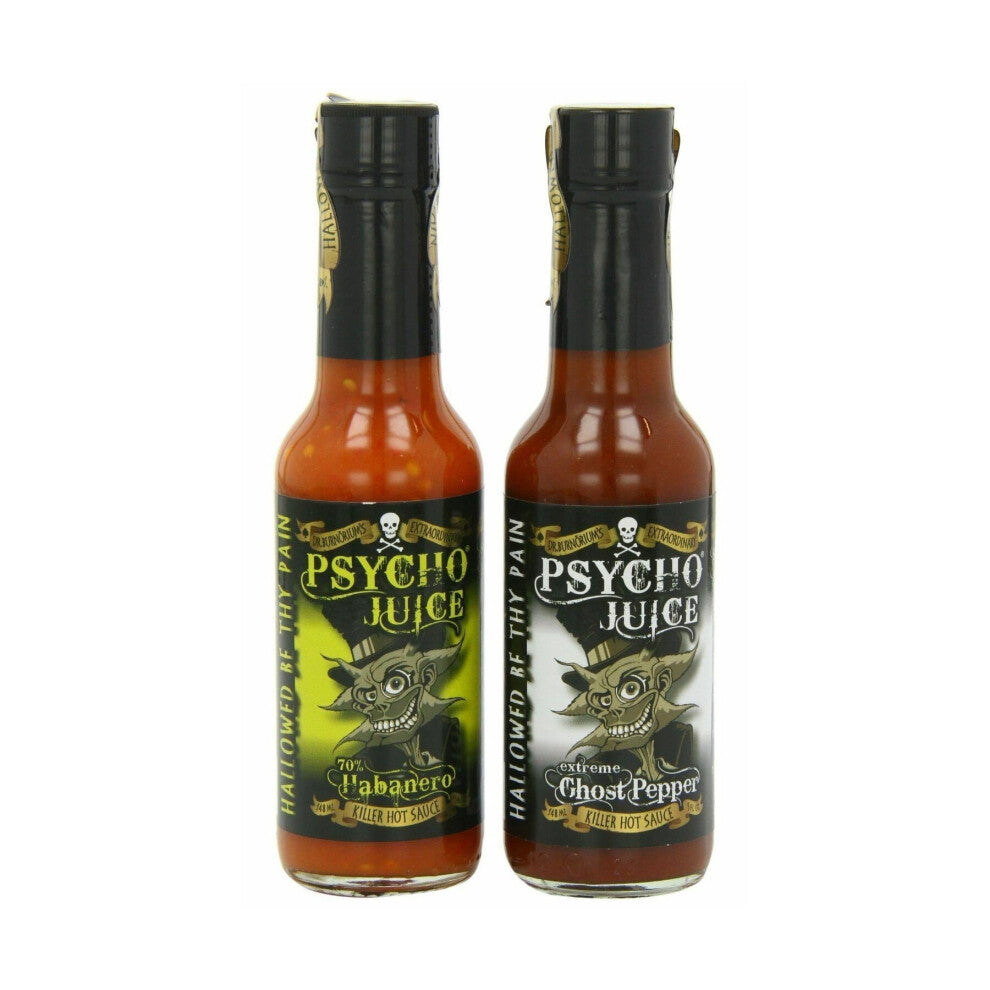 Psycho Juice 70% Habanero & Extreme Ghost Pepper Hot Sauce Set