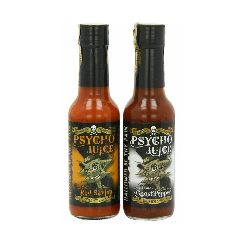 Psycho Juice Extreme Ghost Pepper & 70% Red Savina Set of 2 Hot Sauces