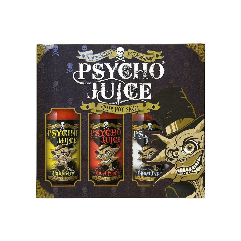 Psycho Juice Trio Ghost Pepper & Habanero Hot Sauces Set