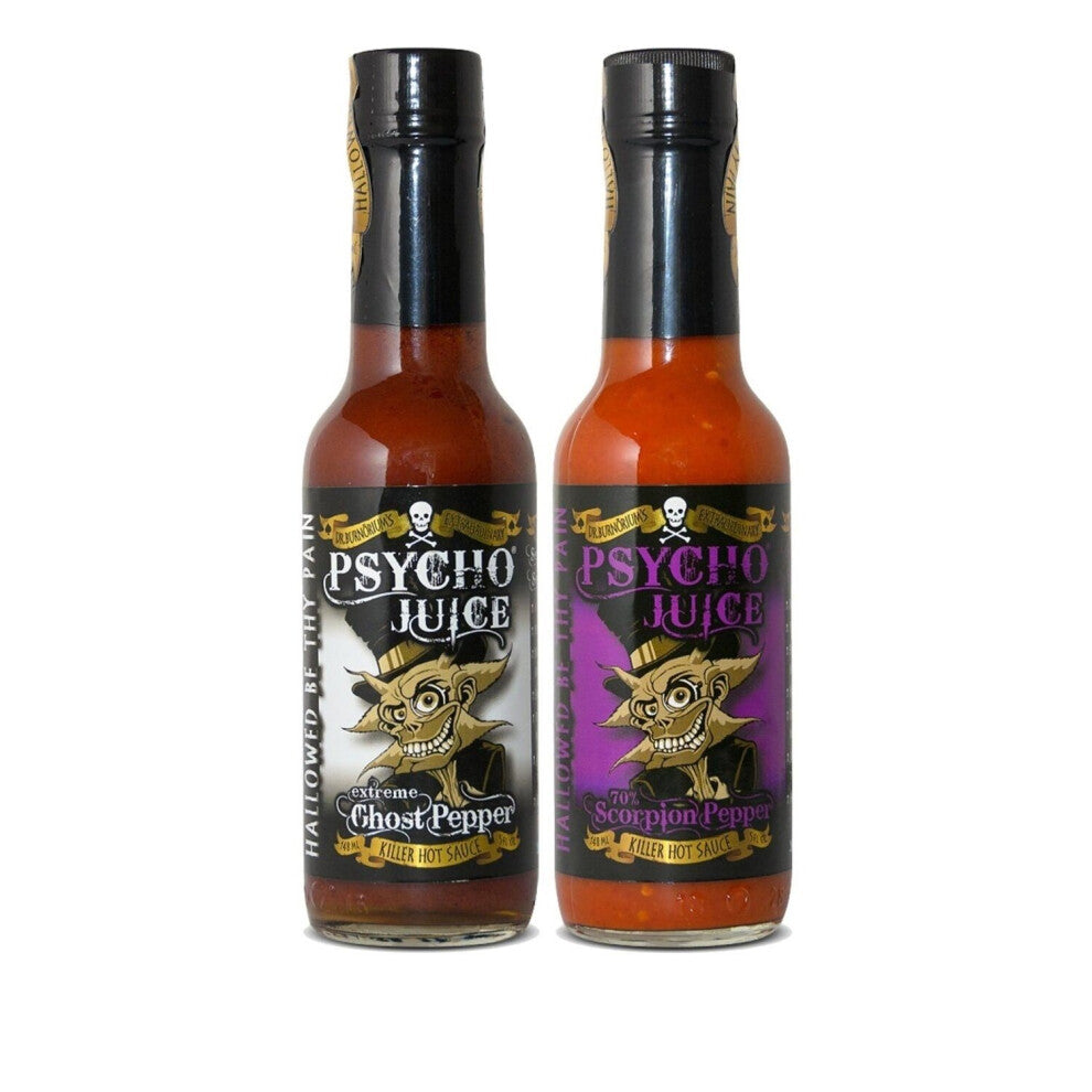 Psycho Juice 70% Scorpion Pepper & Extreme Ghost Set Of 2 Hot Sauces
