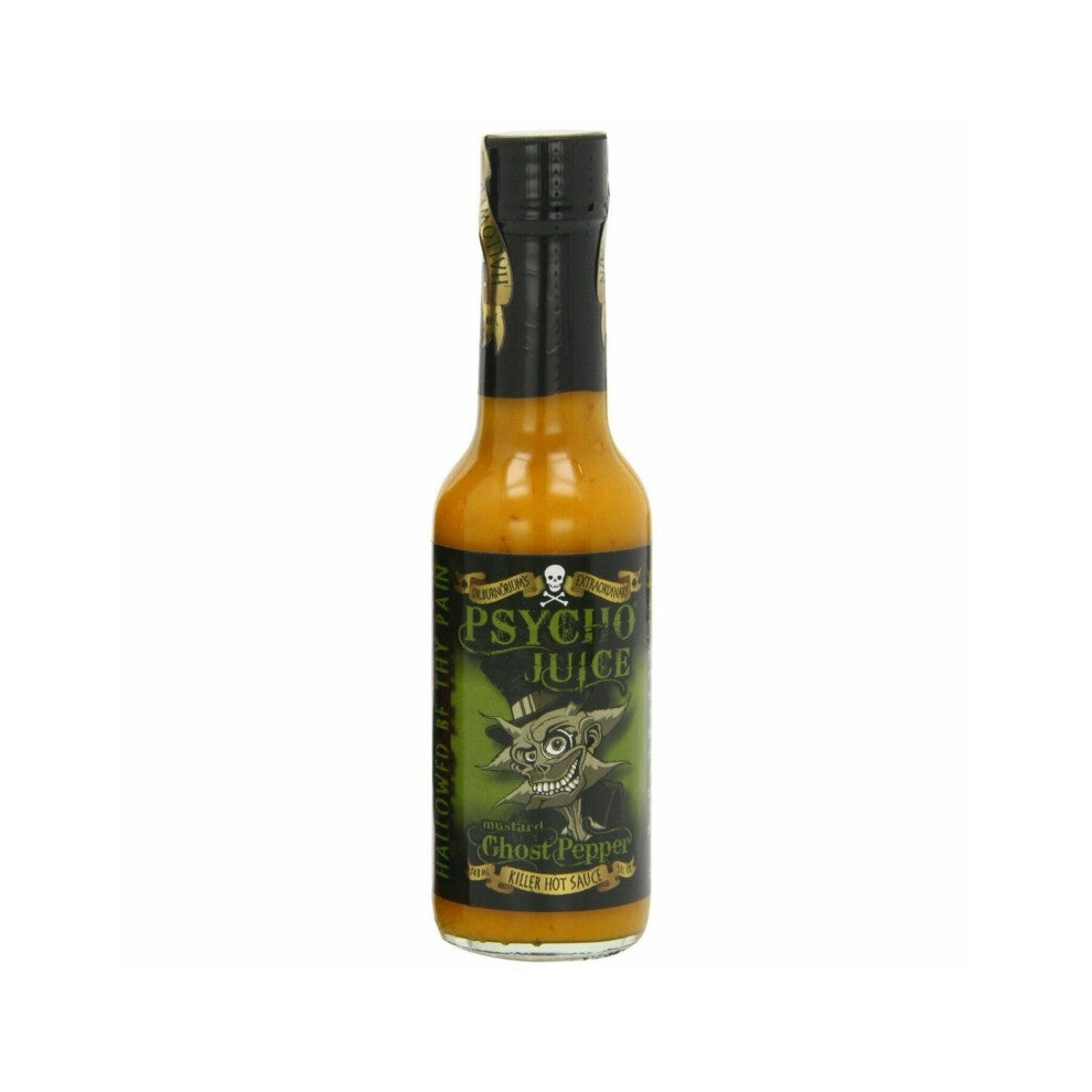 Psycho Juice Mustard Ghost Pepper Very Hot Chilli Sauce
