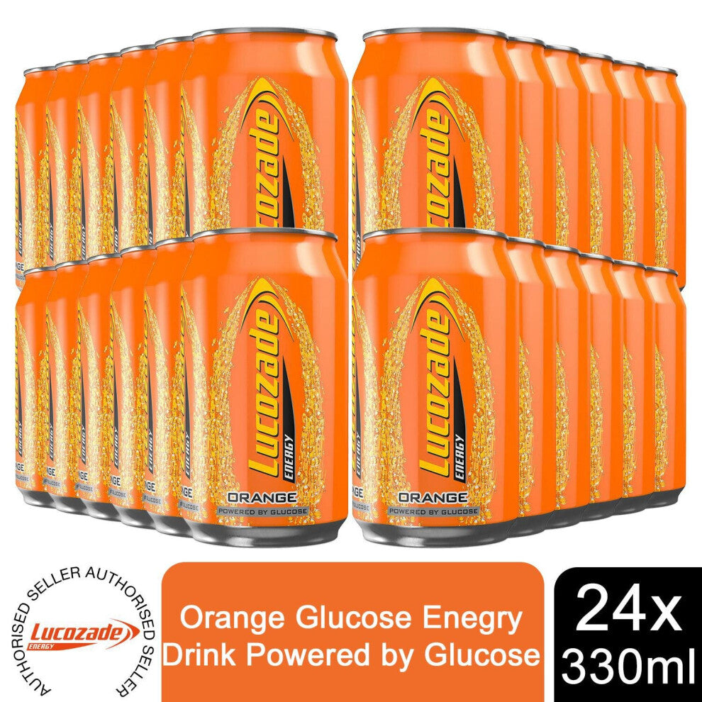 Lucozade Orange Sparkling Energy Drink 330ml - Glucose-Powered Caffeine Boost | T40129