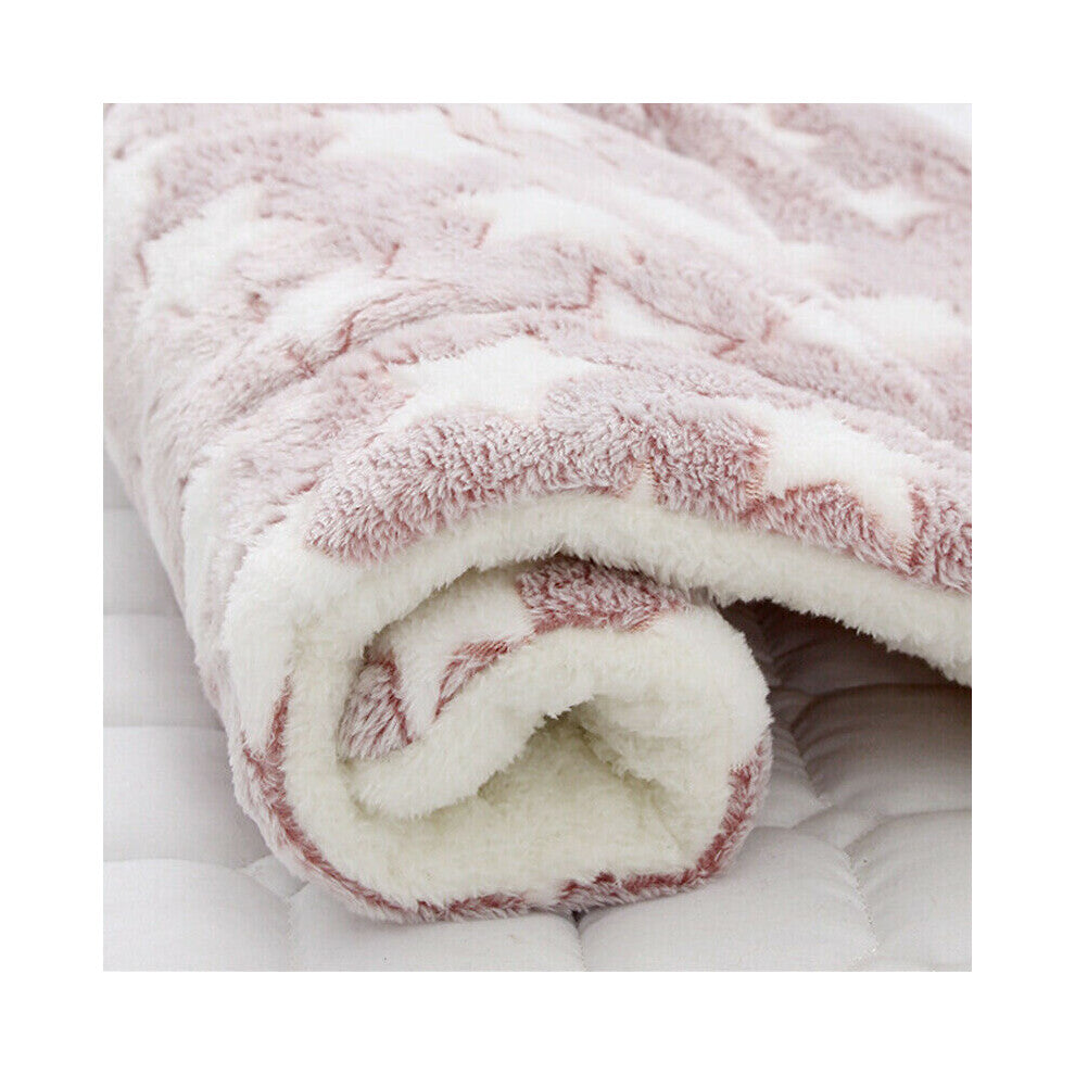 (Pink Star, 49*32cm) Pet Cat Puppy Dog Quite Soft Blanket Bed Mattress Kennel Crate Winter Large Mat