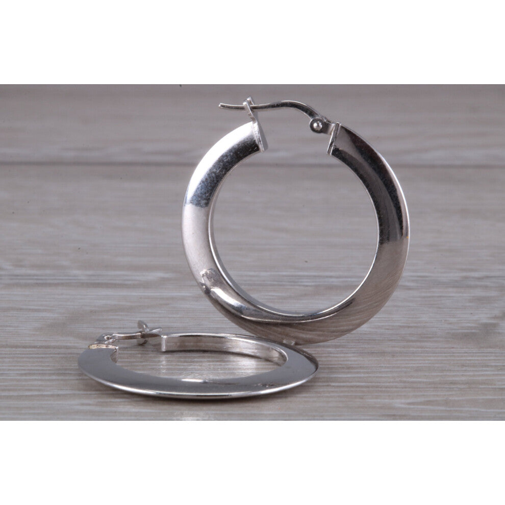 Sterling Silver 30mm Round Creole Hoops Earrings