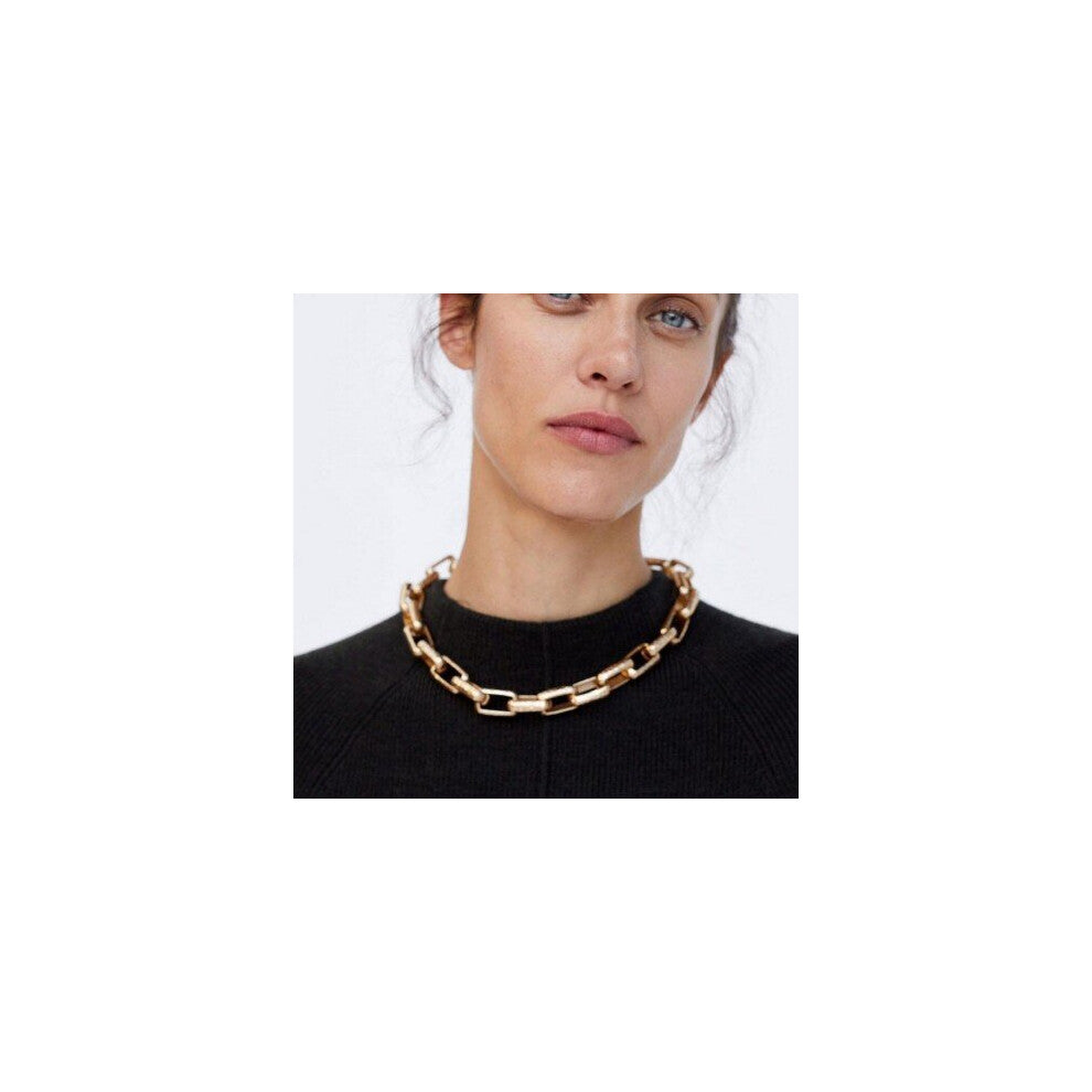 JUST FEEL ZA Geometric Circles Chokers Necklace Women Boho Ethnic Gold Color Maxi Chain Statement Pendant Necklace Party Jewelry