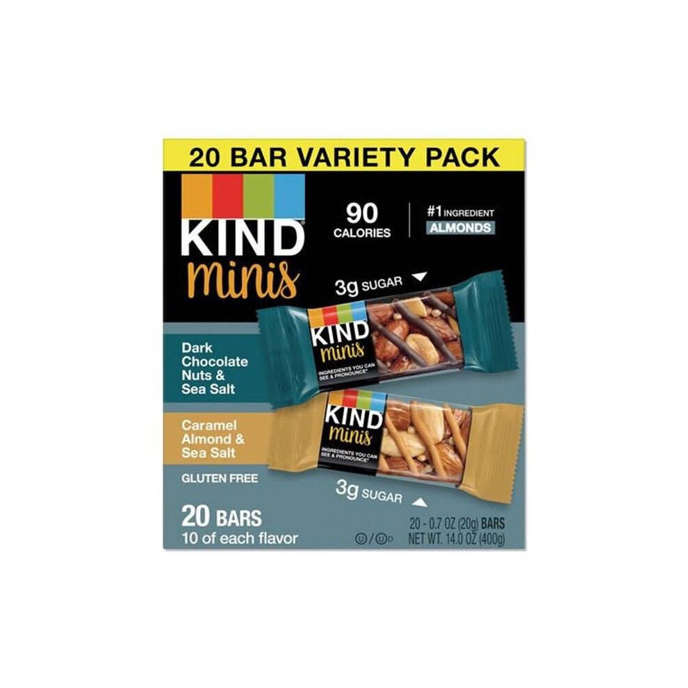Kind 27964 0.7 oz Minis Dark Chocolate Nuts & Sea Salt Caramel Almond Chocolate, 20 per Pack