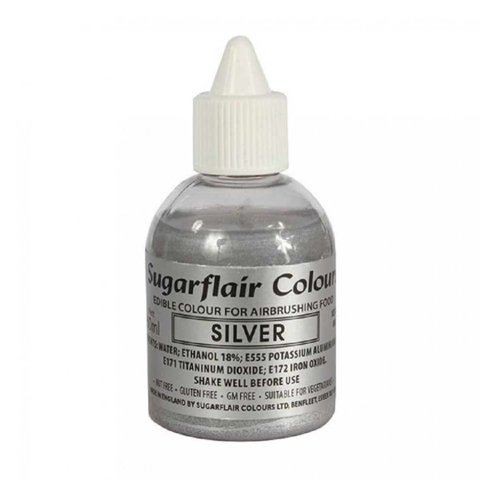 Sugarflair Airbrush Colours 60ml - Glitter Silver