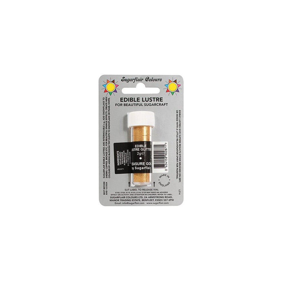 Sugarflair Edible Lustre Glitter 2g - Treasure Gold