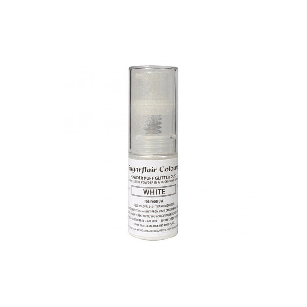 Sugarflair Powder Puff Glitter Dust Spray 10g - White