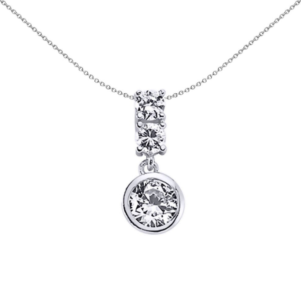 Jewelco London Ladies Sterling Silver Cubic Zirconia Bubble Pendant Necklace 18 inch - GVP271