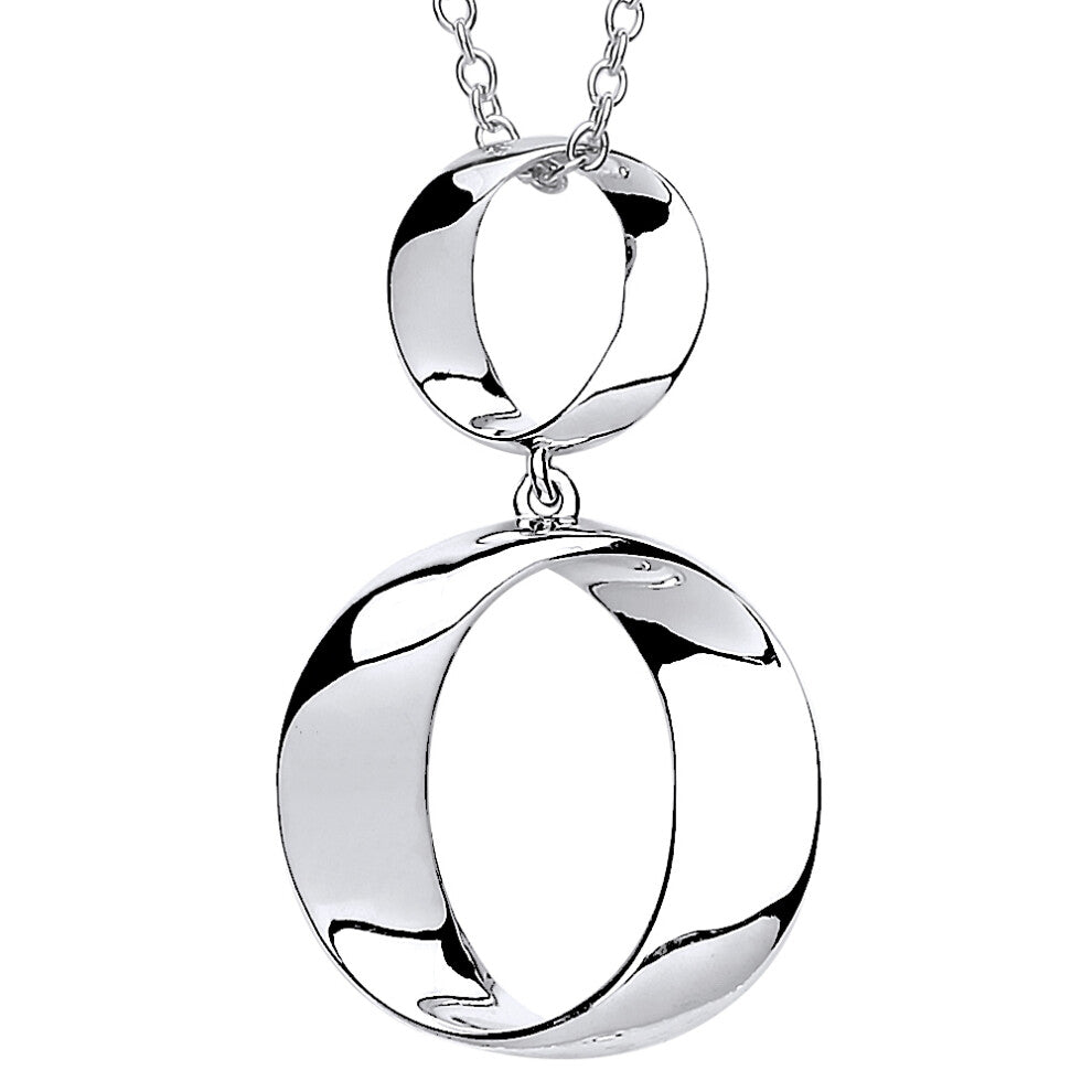 Jewelco London Ladies Sterling Silver Lil n Large O Hoops Pendant Necklace 18 inch - GVK248