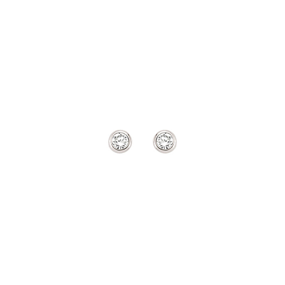 Jewelco London Ladies Sterling Silver Cubic Zirconia Bubble Solitaire Stud Earrings 3mm - PS-RD3