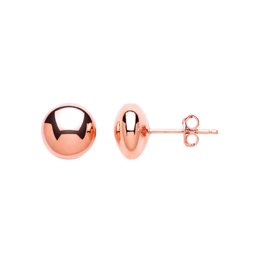 Jewelco London Ladies Rose Gold-Plated Sterling Silver Bubble Button Stud Earrings - GVE616ROSE