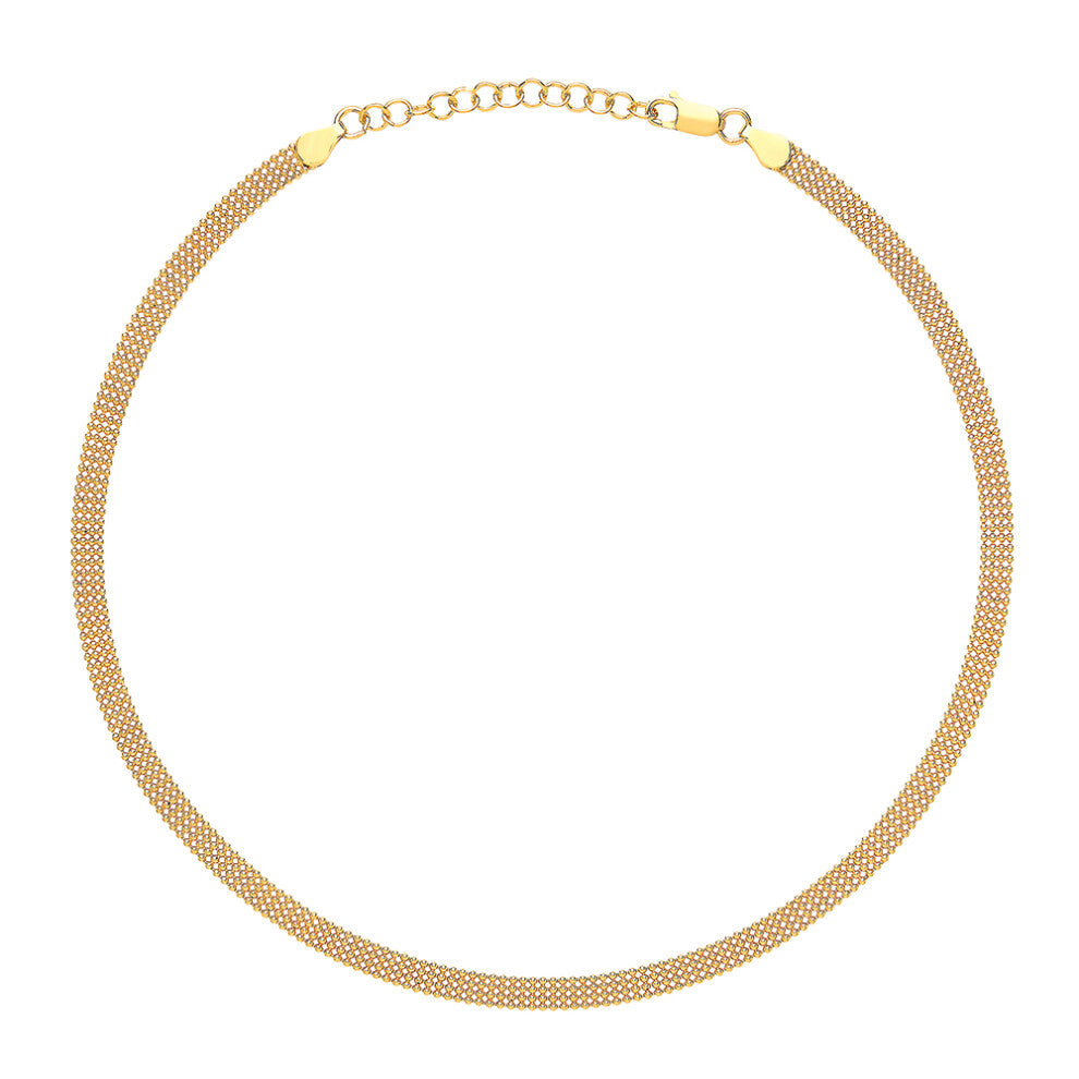 Jewelco London Ladies Yellow Gold-Plated Sterling Silver 4 Row Bead Cage Choker Collarette Necklace 5mm 14.5-16.5" - GVCL004G