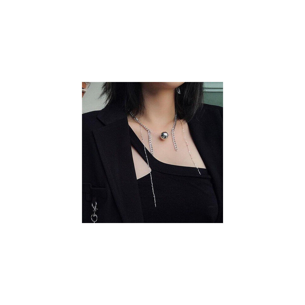 Women Girl Chunky Curb Chain Tassel Chokers Necklace Statement Jewelry