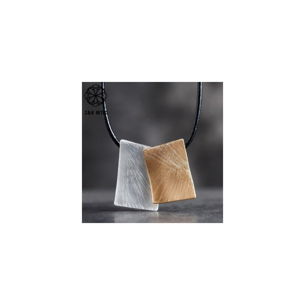 Trendy Square Chokers Necklace Geometric Leather Rope Women's