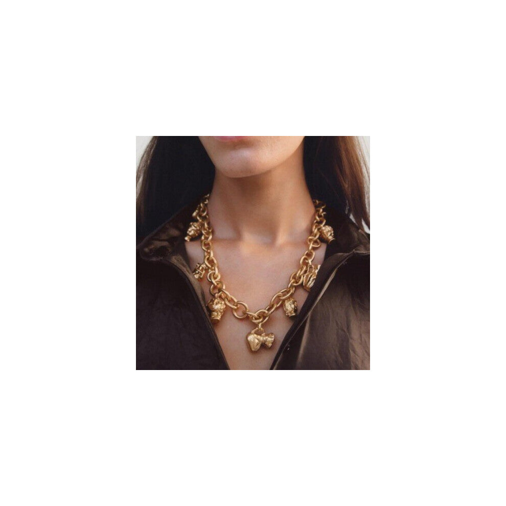 Choker Necklace Women Golden Link Chain Face Vase Shape Pendants