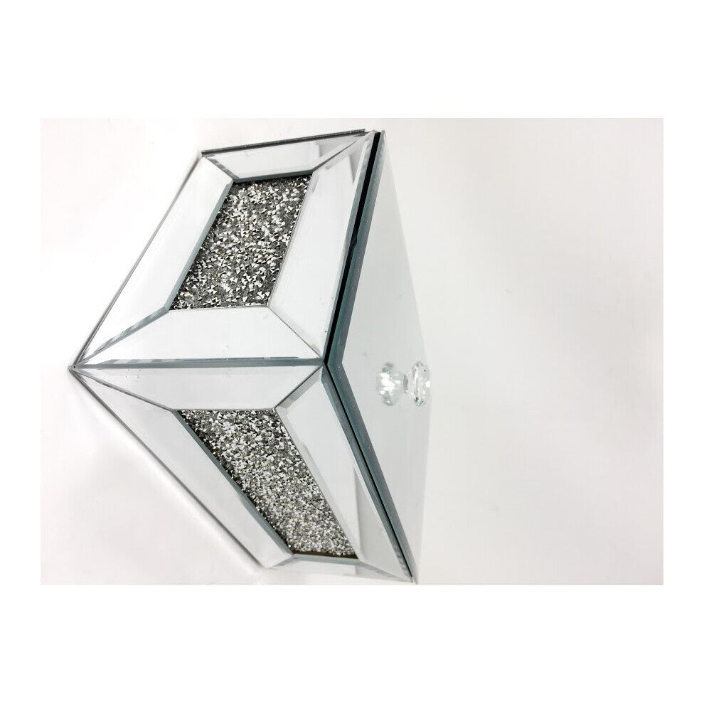 Glass Crystallized Mirrored Glass Jewellary Box Holder