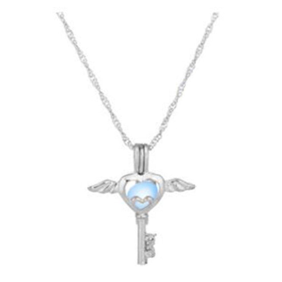 3 Pcs Luminous Alloy Open Cage Mermaid Skull Head Necklace DIY Pendant Halloween Glowing Jewelry Gift